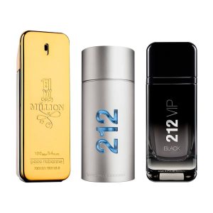 Bundle of 3 Men's Fragrances (100ml) – 1 Million, 212 MEN & 212 Black (Eau de Parfum)