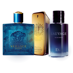 Bundle of 3 Men's Fragrances (100ml) – Dior Sauvage, Paco Rabanne 1 Million, Versace Eros for Men (Eau de Parfum)