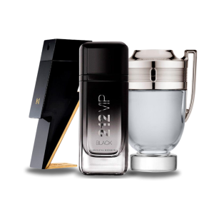 Bundle of 3 Men's Fragrances (100ml) – Bad Boy by Carolina Herrera, 212 VIP Black by Carolina Herrera & Invictus by Paco Rabanne (Eau de Parfum)