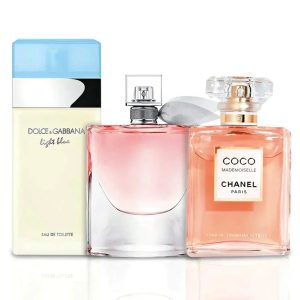 Bundle of 3 Women's Fragrances (100ml) – La Vie Est Belle, Mademoiselle & Light Blue (Eau de Parfum)