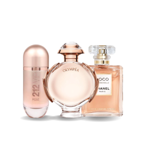 Bundle of 3 Women's Fragrances (100ml) – 212 VIP Rosé by Carolina Herrera, Olympéa by Paco Rabanne & Coco Mademoiselle by Chanel (Eau de Parfum)