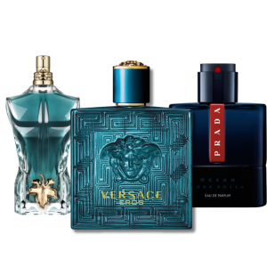 Bundle of 3 Men's Fragrances (100ml) – Prada Luna Rossa, Versace Eros, Le Beau (Eau de Parfum)