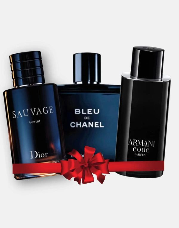 Bundle of 3 Men's Fragrances (100ml) – Christian Dior Sauvage Parfum + Bleu de Chanel + Armani Code (Eau de Parfum)