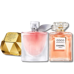 Bundle of 3 Women's Fragrances (100ml) – Lady Million by Rabanne, Lancôme La Vie Est Belle & Chanel Coco Mademoiselle (Eau de Parfum)