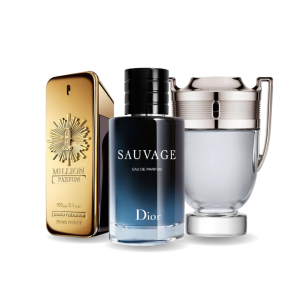 Bundle of 3 Men's Fragrances (100ml) – 1 Million Parfum by Paco Rabanne, Sauvage by Dior & Invictus by Paco Rabanne (Eau de Parfum)